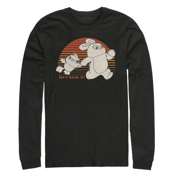 Men's Toy Story Ducky & Bunny Kick It  Long Sleeve Shirt Black 2X Large