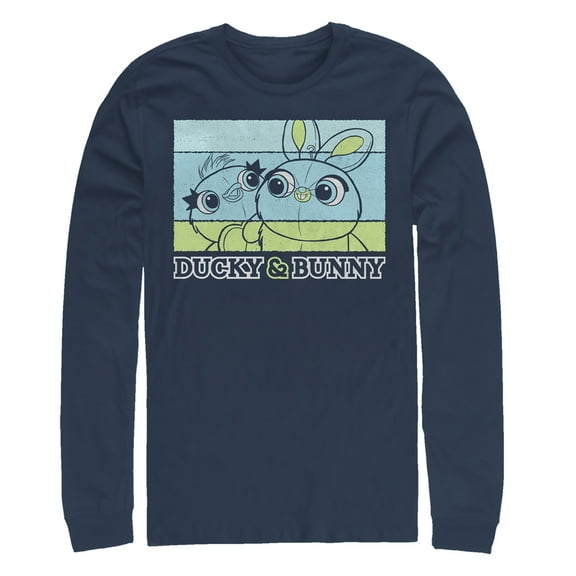 Men's Toy Story Ducky & Bunny Panels  Long Sleeve Shirt Navy Blue Medium
