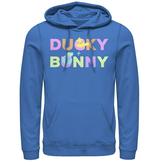 Men's Toy Story Ducky & Bunny Rainbow Text Pull Over Hoodie Royal Blue Large