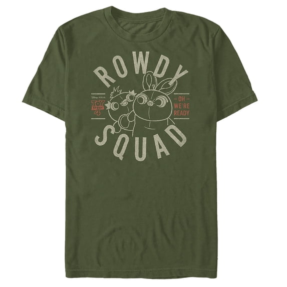 Men's Toy Story Ducky & Bunny Ready Rowdy Squad Graphic Tee Military Green Large