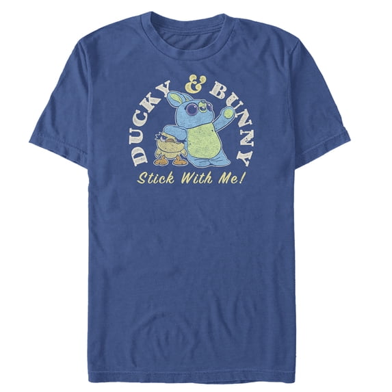 Men's Toy Story Ducky & Bunny Stick With It Motto Graphic Tee Royal Blue 3X Large