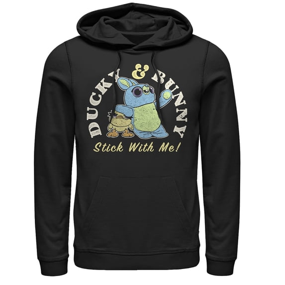 Men's Toy Story Ducky & Bunny Stick With It Motto Pull Over Hoodie Black Small