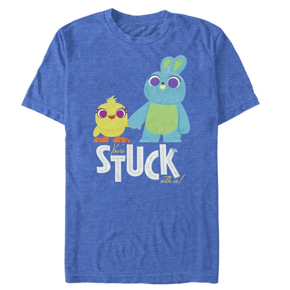 Men's Toy Story Ducky & Bunny Stuck With Us Graphic Tee Royal Blue Heather 2X Large