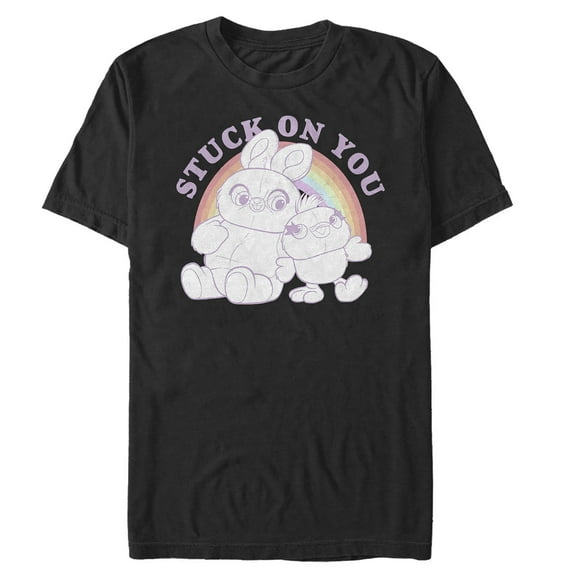 Men's Toy Story Ducky & Bunny Stuck on You Rainbow Graphic Tee Black 5X Large