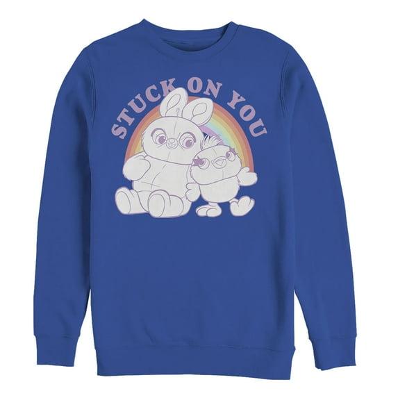 Men's Toy Story Ducky & Bunny Stuck on You Rainbow Sweatshirt Royal Blue Medium