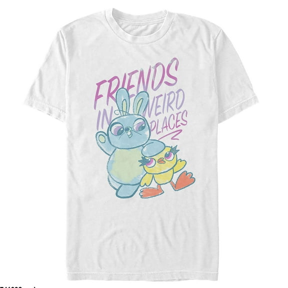 Men's Toy Story Ducky & Bunny Weird Places  Graphic Tee White Medium