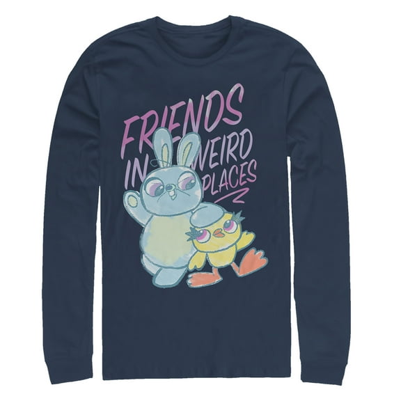 Men's Toy Story Ducky & Bunny Weird Places  Long Sleeve Shirt Navy Blue Medium