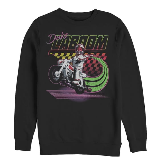 Men's Toy Story Duke Caboom Neon Race Sweatshirt Black 3X Large