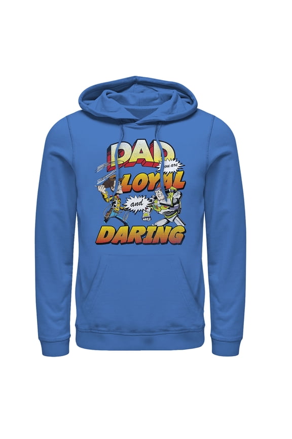 Men's Toy Story Father's Day Buzz & Woody Pull Over Hoodie Royal Blue 2X Large