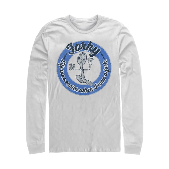 Men's Toy Story Forky Life Was Easy  Long Sleeve Shirt White 2X Large