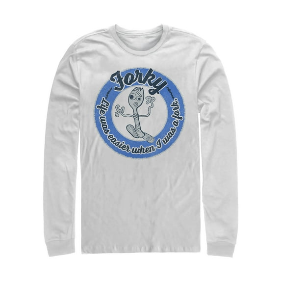 Men's Toy Story Forky Life Was Easy Long Sleeve Shirt White Medium