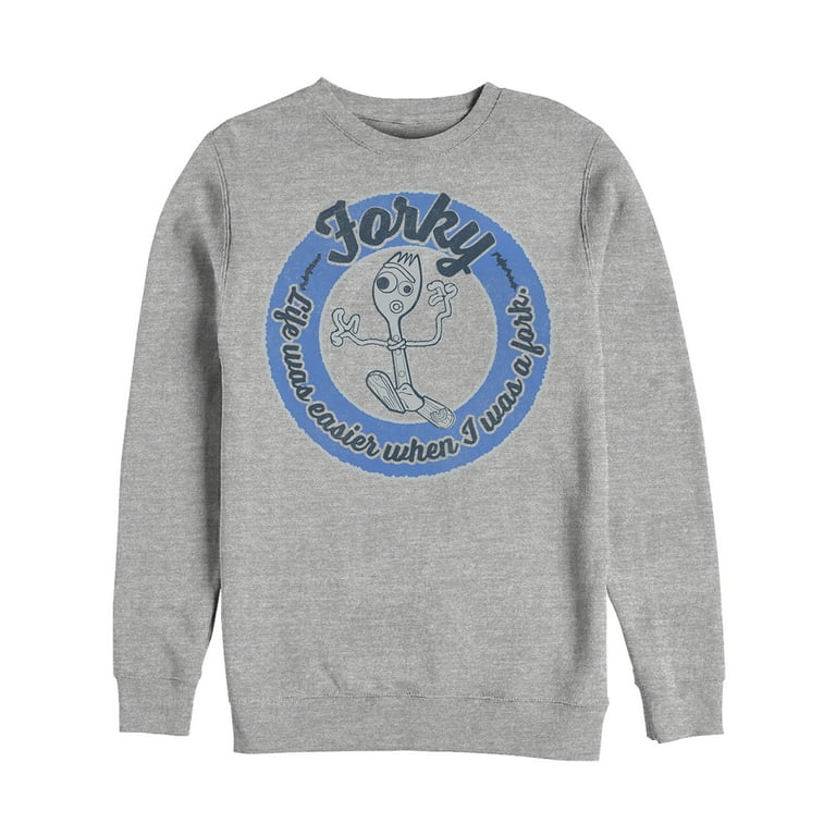 Men s Toy Story Forky Life Was Easy Sweatshirt Athletic Heather Medium Walmart