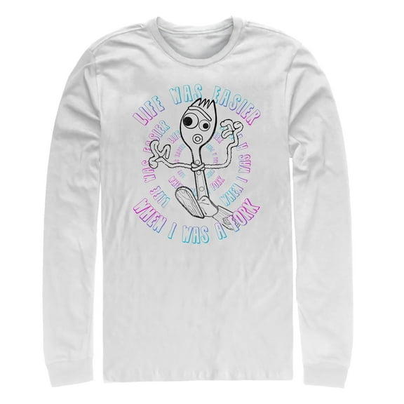 Men's Toy Story Forky Stay Weird  Long Sleeve Shirt White Medium