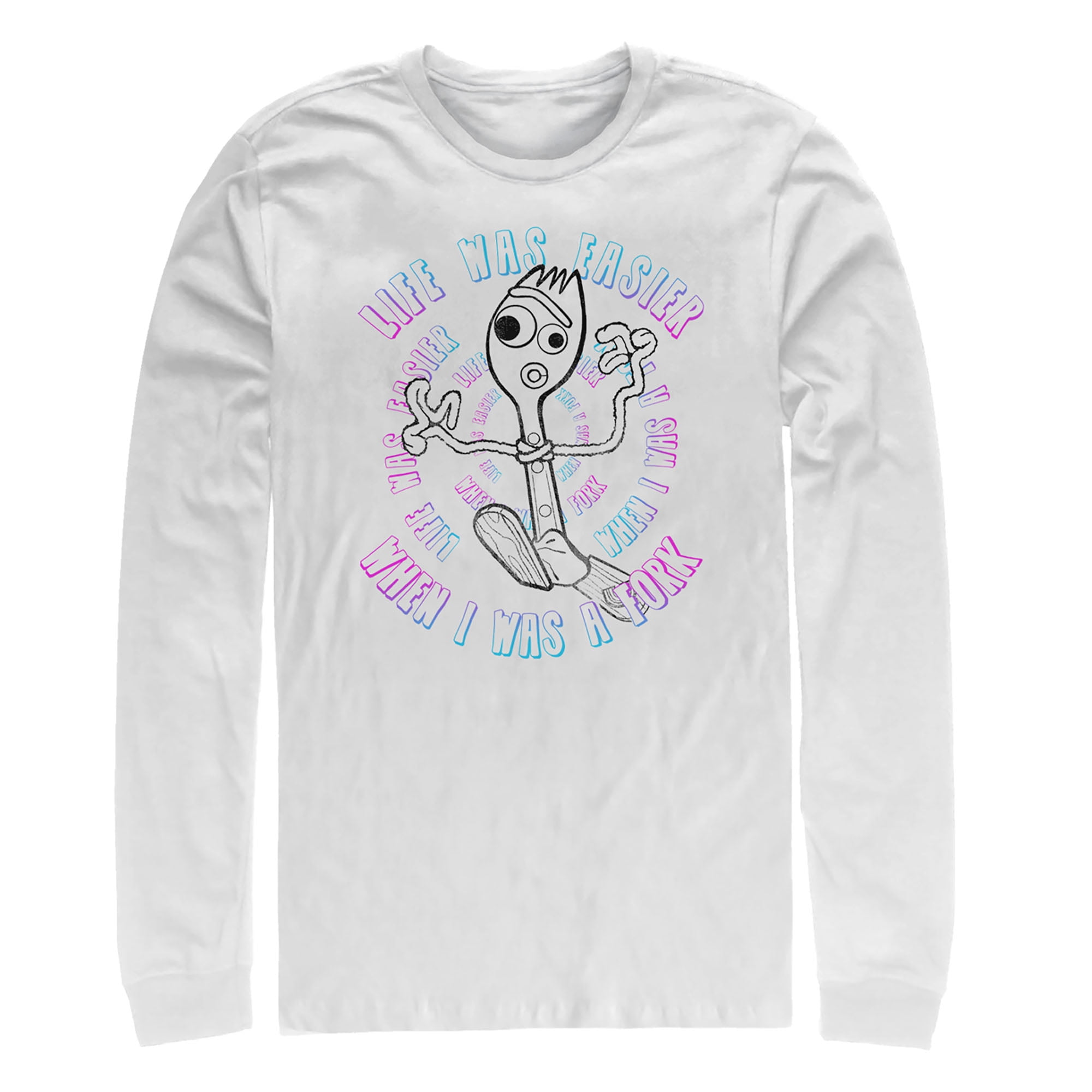 Men's Toy Story Forky Stay Weird Long Sleeve Shirt White Small