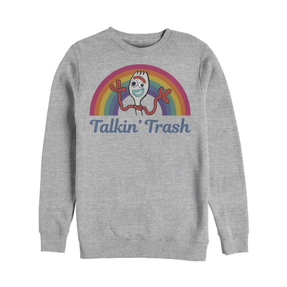 Men's Toy Story Forky Talkin' Trash Rainbow Sweatshirt Athletic Heather Large