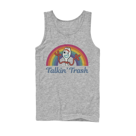 Men's Toy Story Forky Talkin' Trash Rainbow Tank Top Athletic Heather Medium