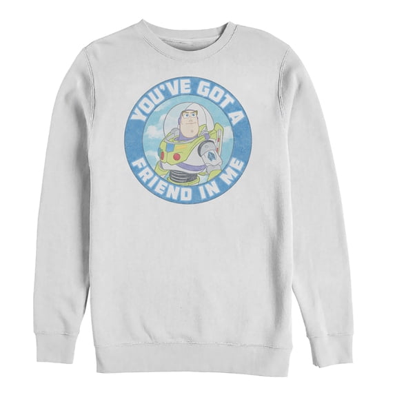 Men's Toy Story Friend in Me Buzz Circle Sweatshirt White X Large