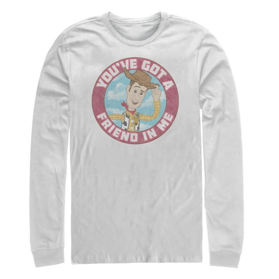 Men's Toy Story Friend in Me Woody Circle Long Sleeve Shirt White Small