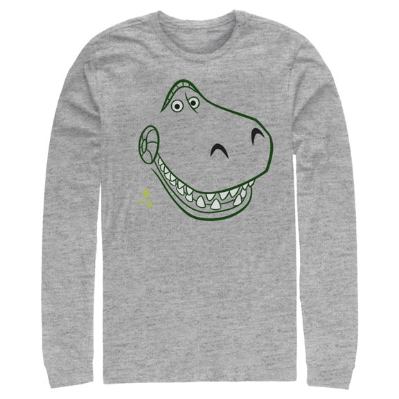 Men's Toy Story Grinning Rex Face Long Sleeve Shirt Athletic Heather Medium