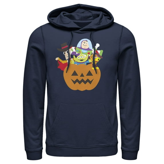 Men's Toy Story Halloween Toy Treats Pull Over Hoodie Navy Blue Medium