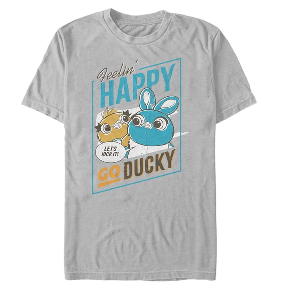 Men's Toy Story Happy Go Ducky & Bunny Graphic Tee Silver Medium