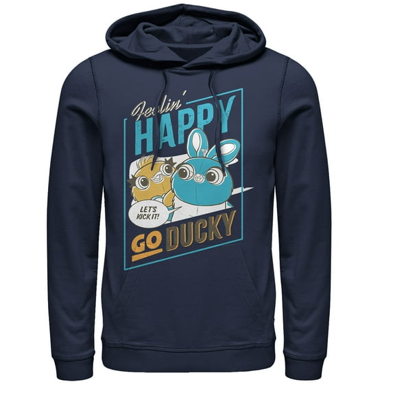 Men's Toy Story Happy Go Ducky & Bunny Pull Over Hoodie Navy Blue Medium