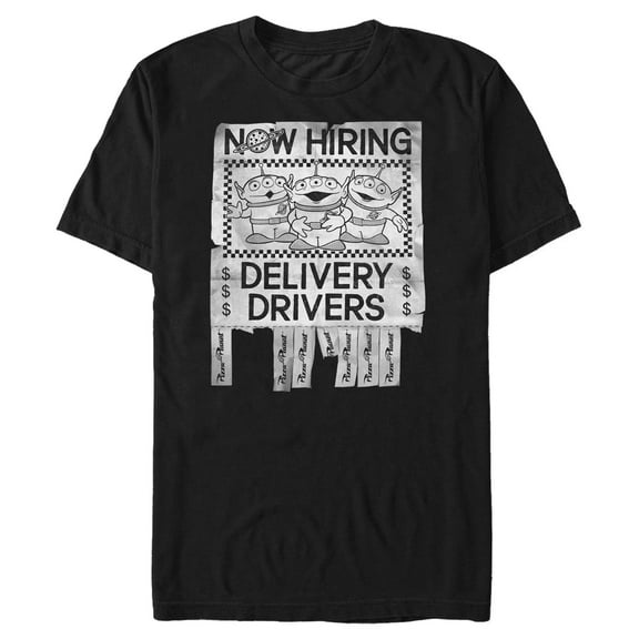 Men's Toy Story Hiring Pizza Planet Drivers  Graphic Tee Black Medium