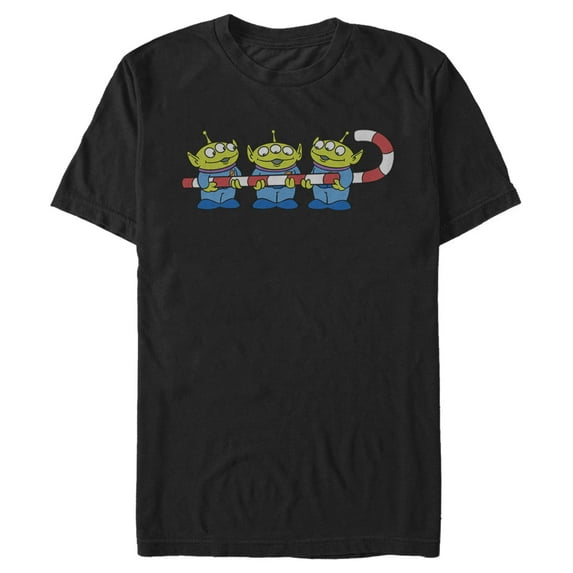 Men's Toy Story Little Green Men Candy Cane Graphic Tee Black Large