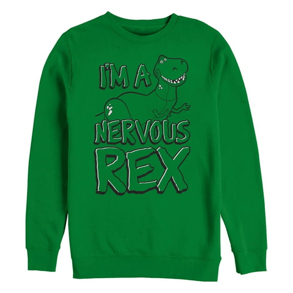 Men's Toy Story Nervous Rex Sweatshirt Kelly Green X Large