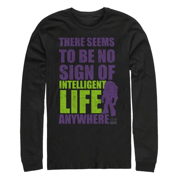 Men's Toy Story No Intelligent Life Anywhere Long Sleeve Shirt Black Small