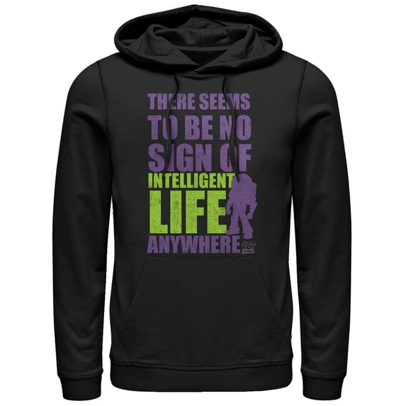 Men's Toy Story No Intelligent Life Anywhere Pull Over Hoodie Black Large