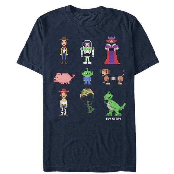 Men's Toy Story Pixel Characters Graphic Tee Navy Blue 2X Large