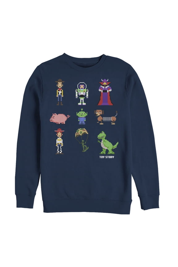 Men's Toy Story Pixel Characters Sweatshirt Navy Blue Large