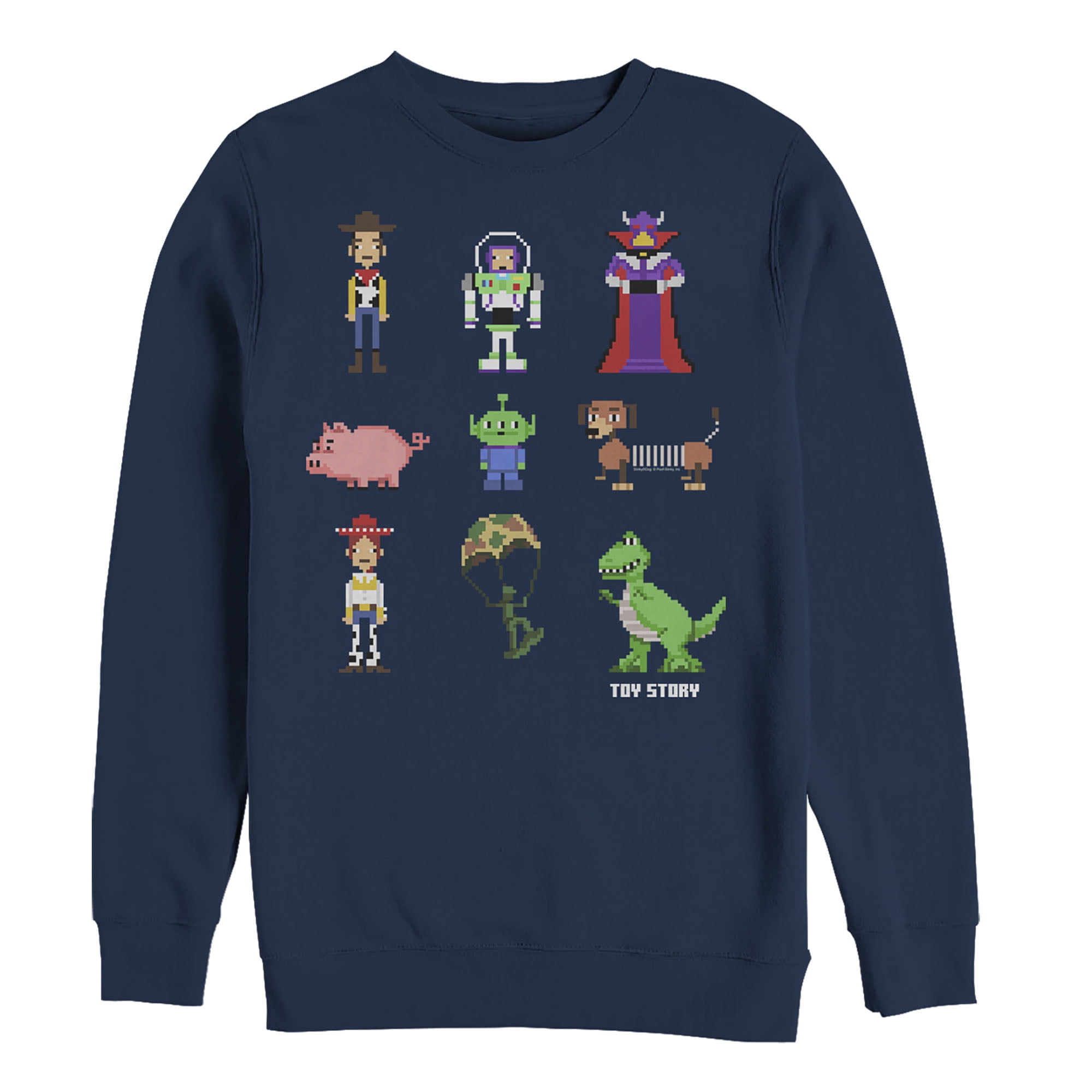 Men s Toy Story Pixel Characters Sweatshirt Navy Blue Medium Walmart