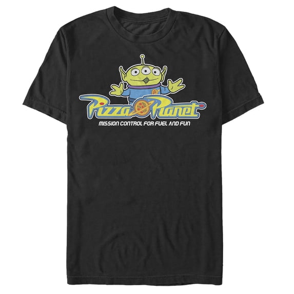 Men's Toy Story Pizza Planet Alien Slogan Graphic Tee Black 2X Large