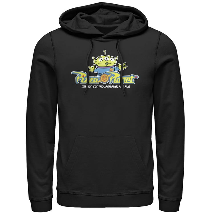 Men s Toy Story Pizza Planet Alien Slogan Pull Over Hoodie Black Medium
