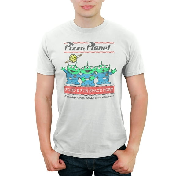 Men's Toy Story Pizza Planet Aliens  Graphic Tee White Medium