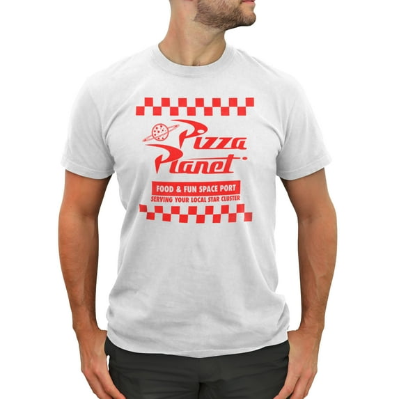 Men's Toy Story Pizza Planet Uniform Graphic Tee White Large