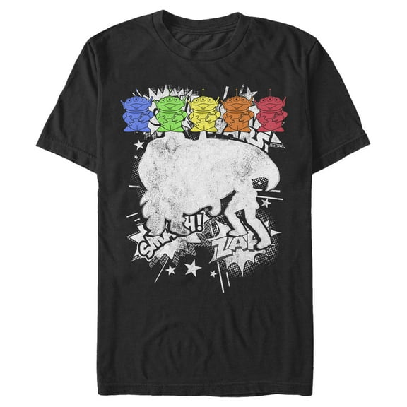 Men's Toy Story Rainbow Alien Line  Graphic Tee Black X Large