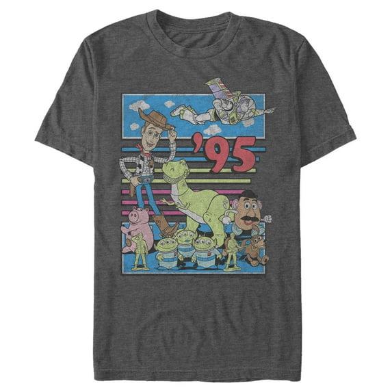 Men's Toy Story Retro Best Friend Toys Graphic Tee Charcoal Heather 2X Large