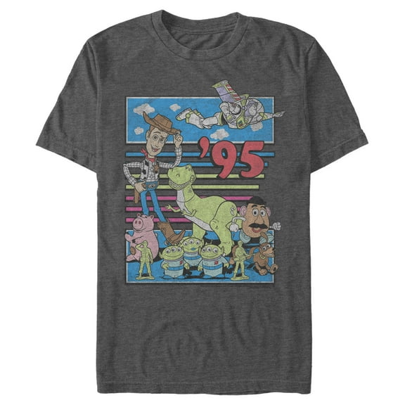 Men's Toy Story Retro Best Friend Toys Graphic Tee Charcoal Heather 3X Large