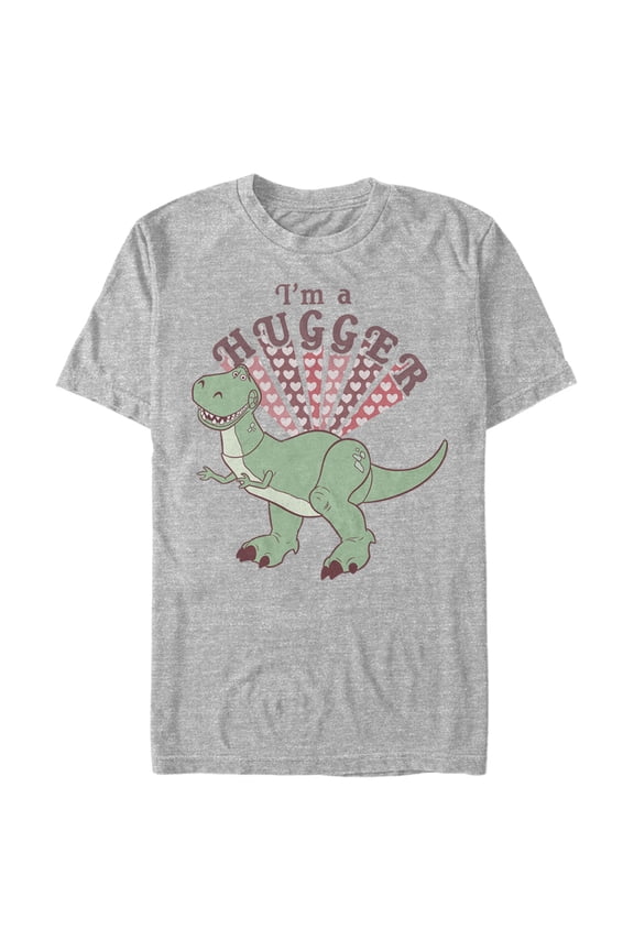 Men's Toy Story Rex I'm A Hugger Hearts Graphic Tee Athletic Heather Large
