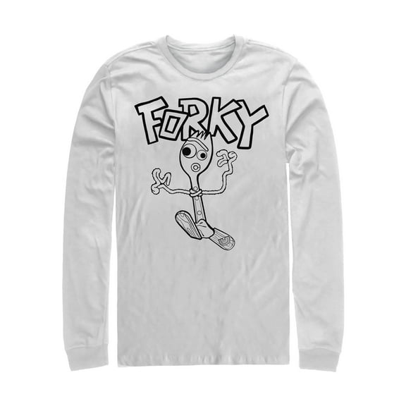 Men's Toy Story Running Forky  Long Sleeve Shirt White 2X Large