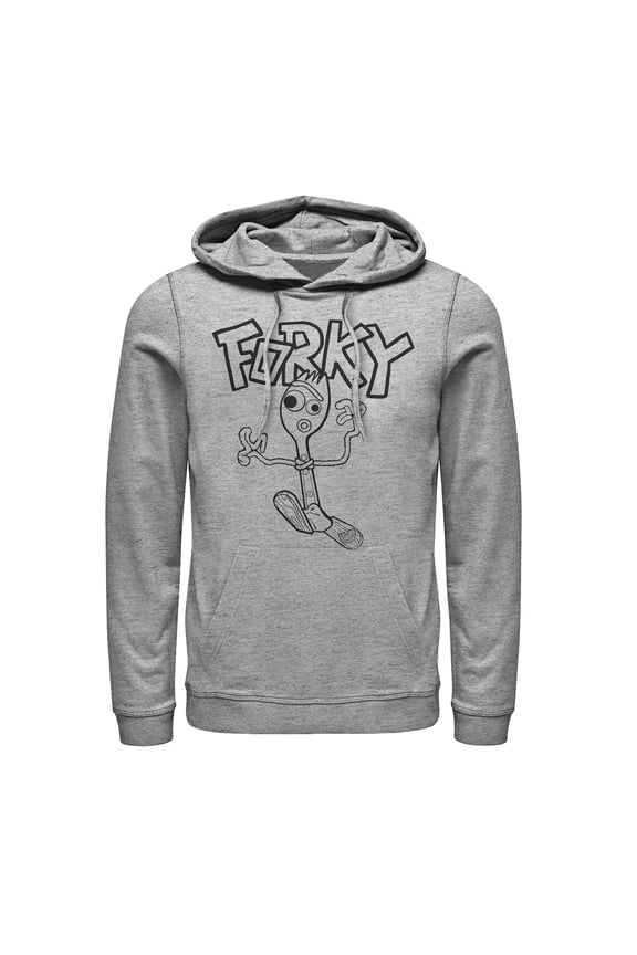 Men's Toy Story Running Forky Pull Over Hoodie Athletic Heather 2X Large