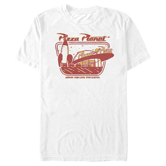 Men's Toy Story Serving Local Star Cluster Pizza Planet  Graphic Tee White Large Tall