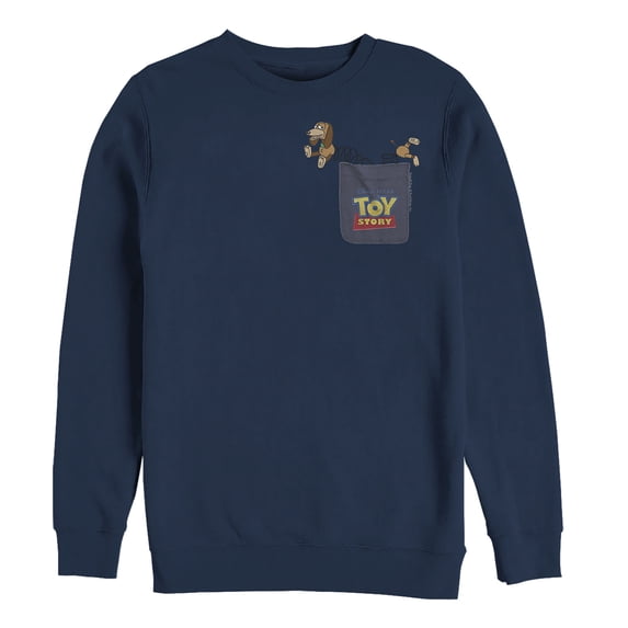 Men's Toy Story Slinky Dog Pocket Print Sweatshirt Navy Blue Medium