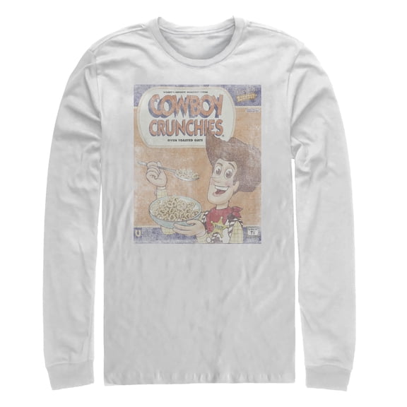 Men's Toy Story Vintage Cowboy Crunchies Cereal  Long Sleeve Shirt White X Large