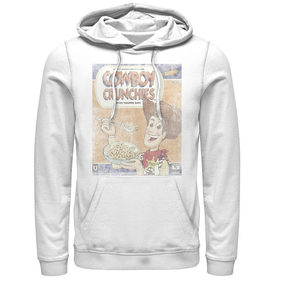 Men's Toy Story Vintage Cowboy Crunchies Cereal Pull Over Hoodie White Medium