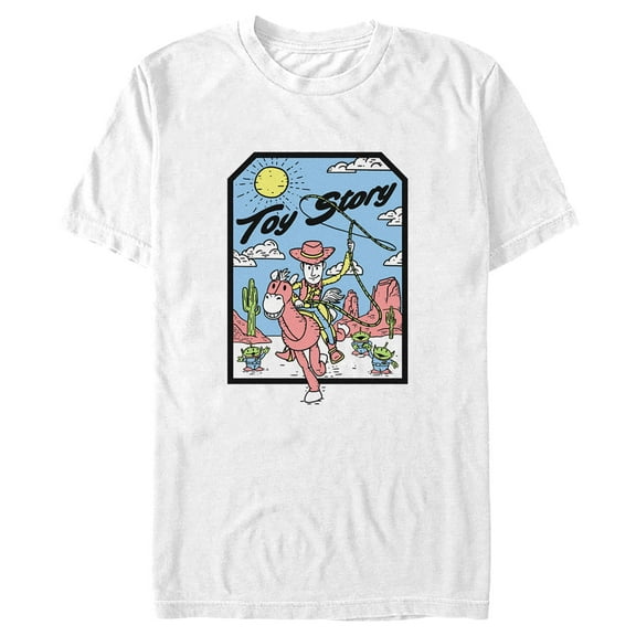 Men's Toy Story Woody and Bullseye Cartoon Adventures Graphic Tee White Small