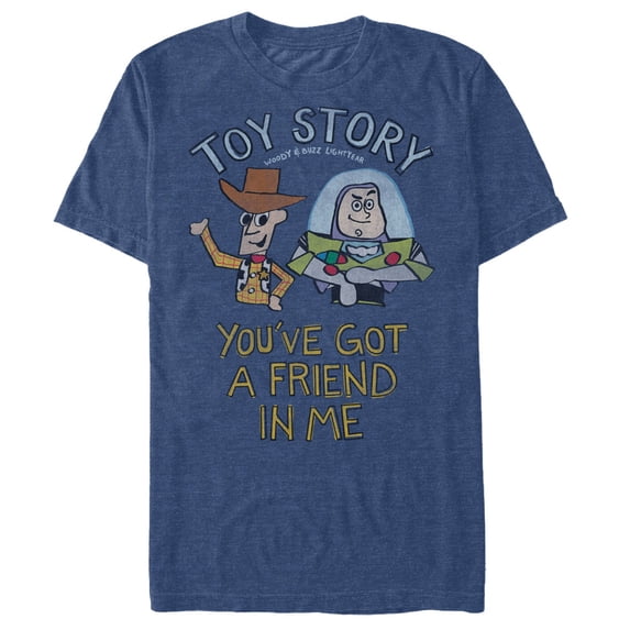 Men's Toy Story Woody and Buzz You've Got a Friend Graphic Tee Navy Blue Heather 2X Large